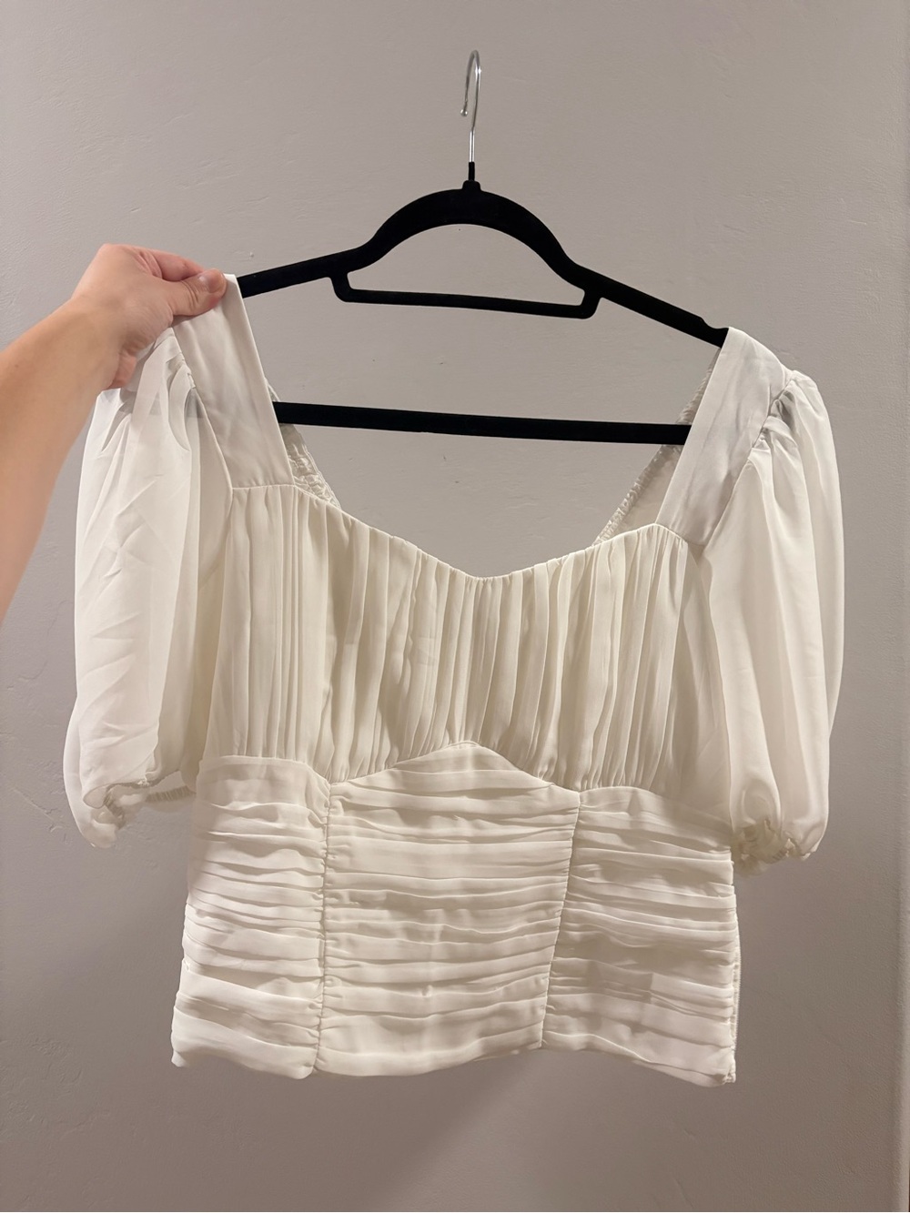Abercrombie & fitch Women's Ivory Puff Sleeve Top